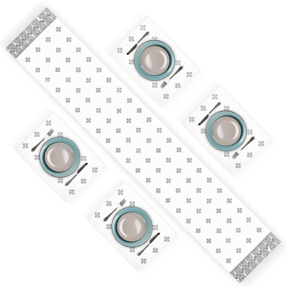 Brand New 5 Piece Set of Matching Modern Design Table Runner and Placemats - Picture 1 of 11